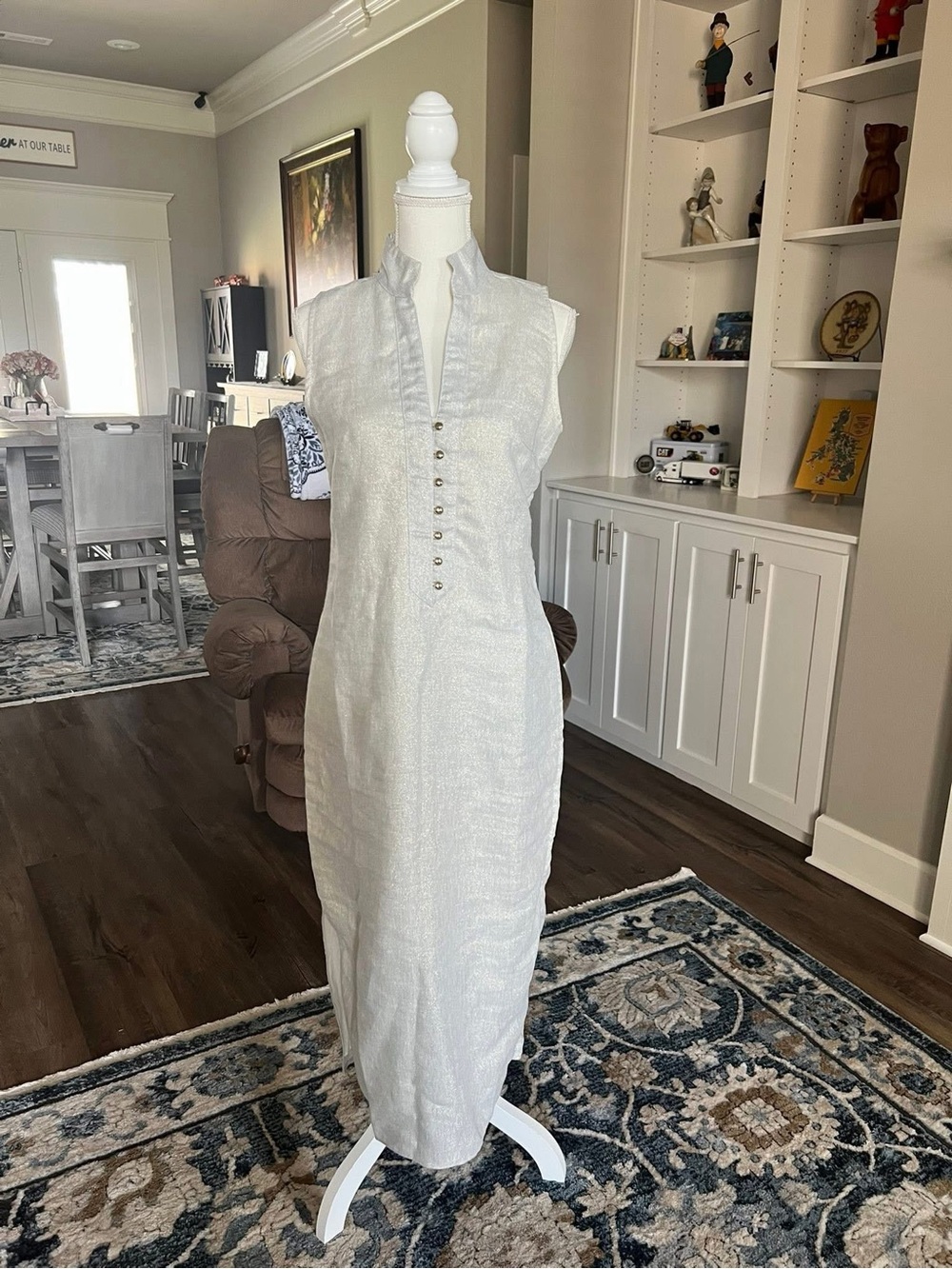 Sail to Sable Linen-Blend Sleeveless Midi Dress in Ivory